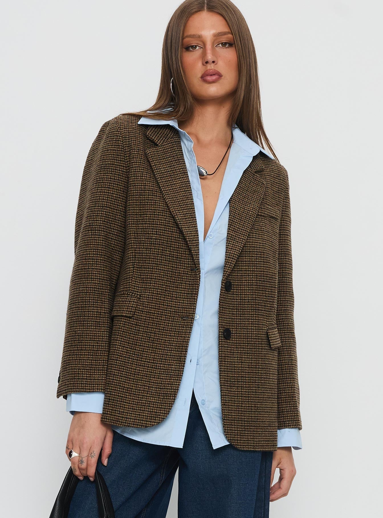 Leanah Blazer Brown Check
