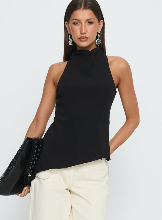 Days Get Dark Asymmetrical Top Black