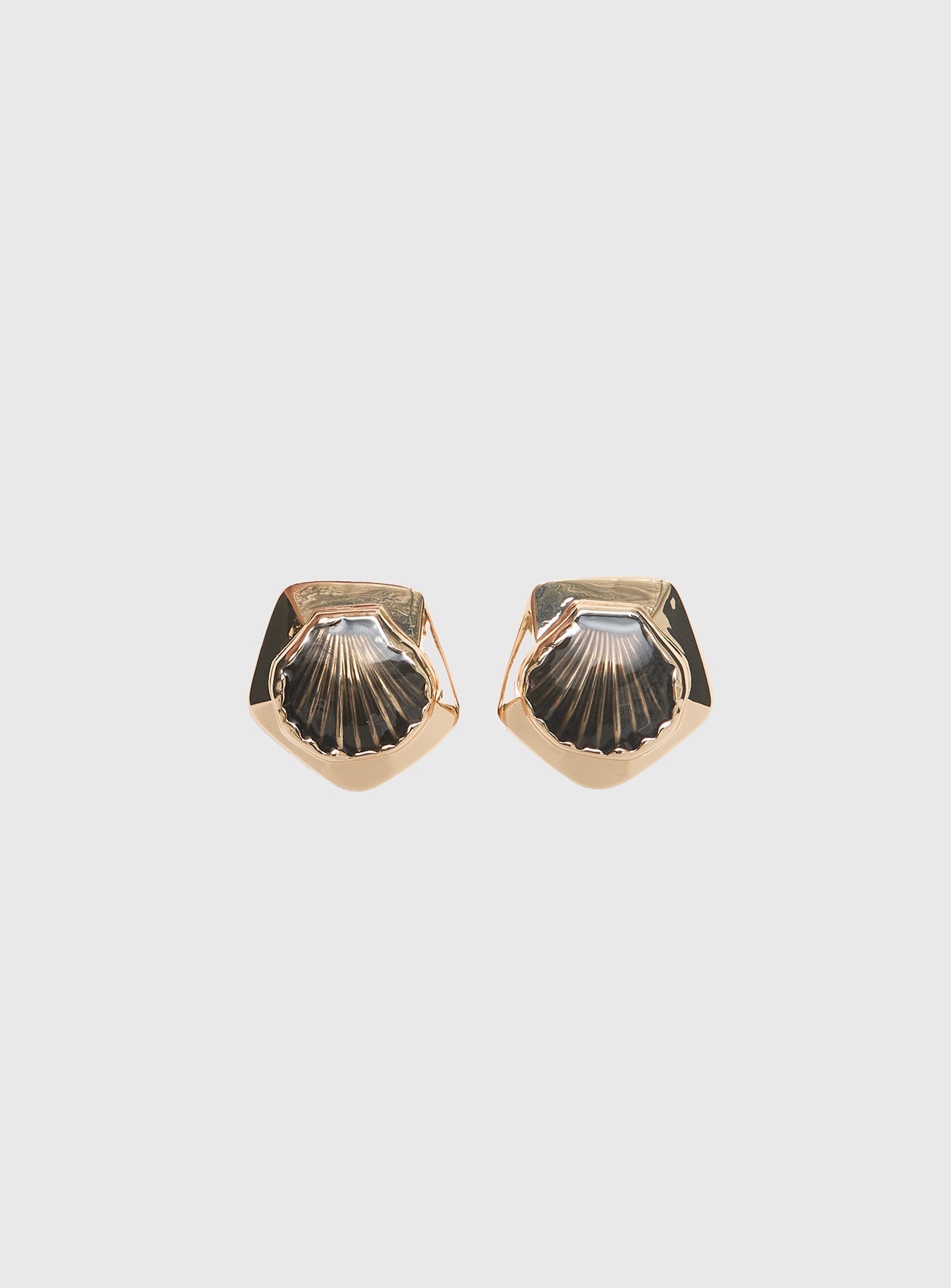 For The Thrill Shell Earrings Gold / Brown