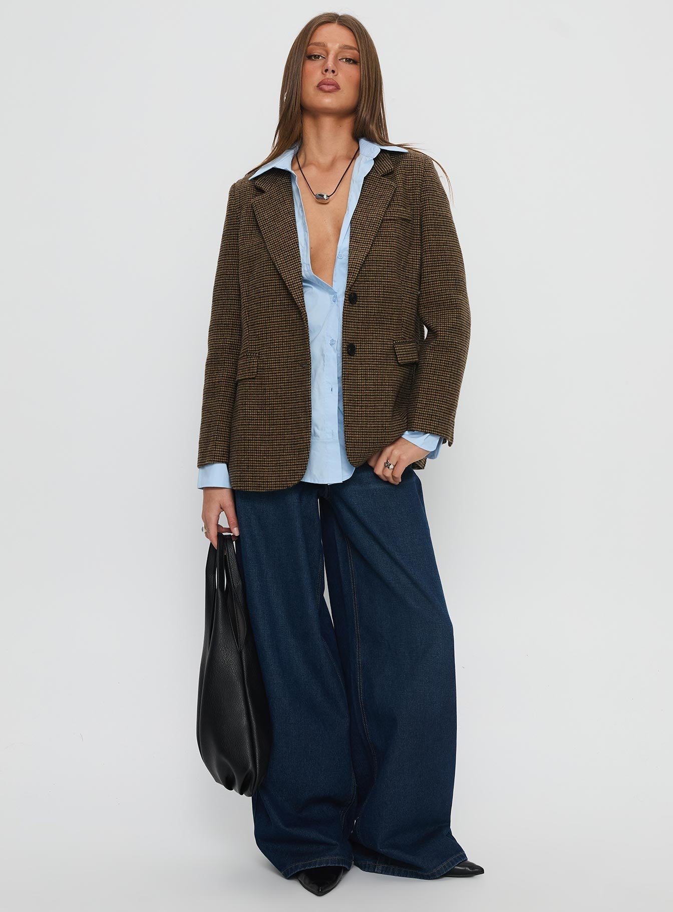 Leanah Blazer Brown Check