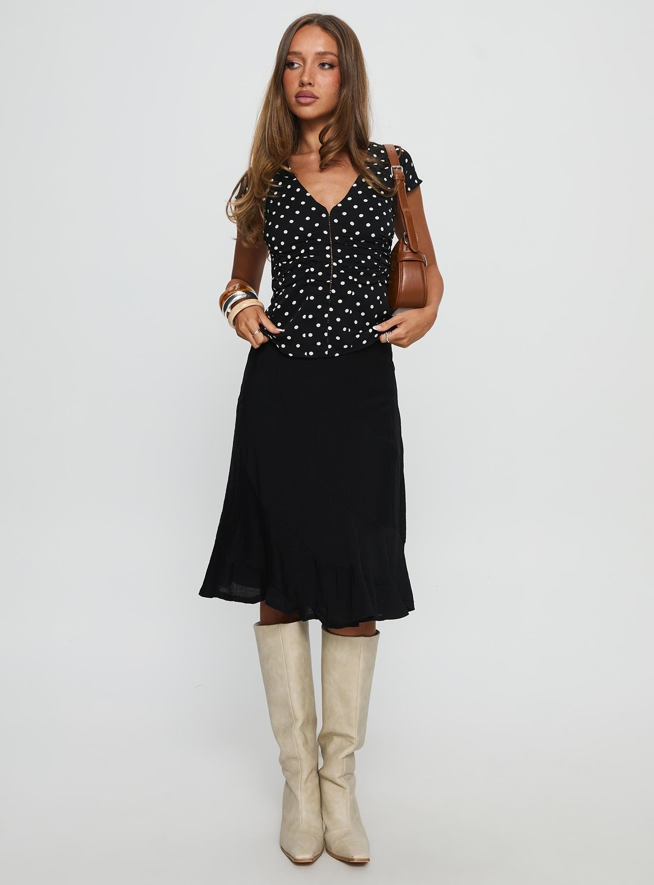 Indulgence Corset Top Black Polka