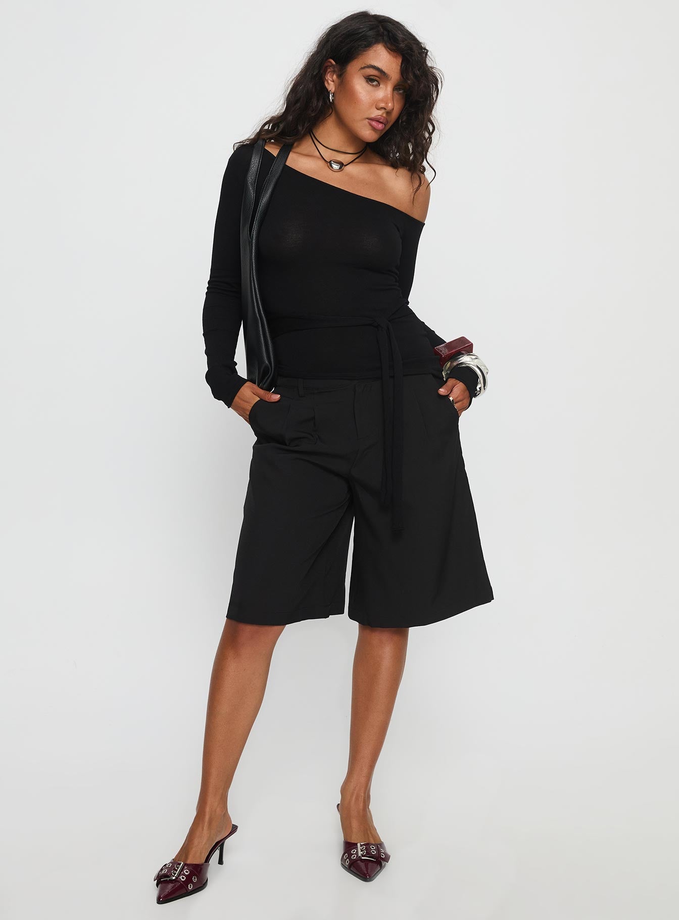 Brynah Pintuck Tailored Short Black