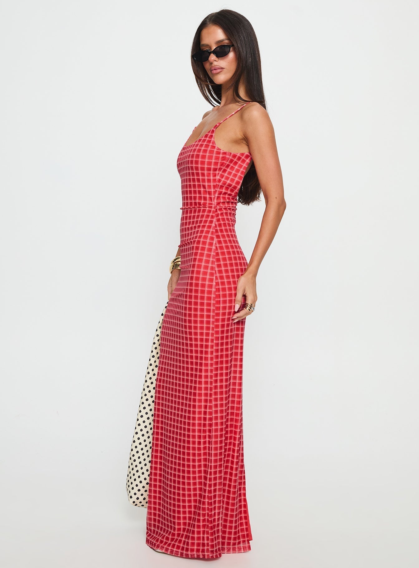 Izabella Maxi Dress Red Check
