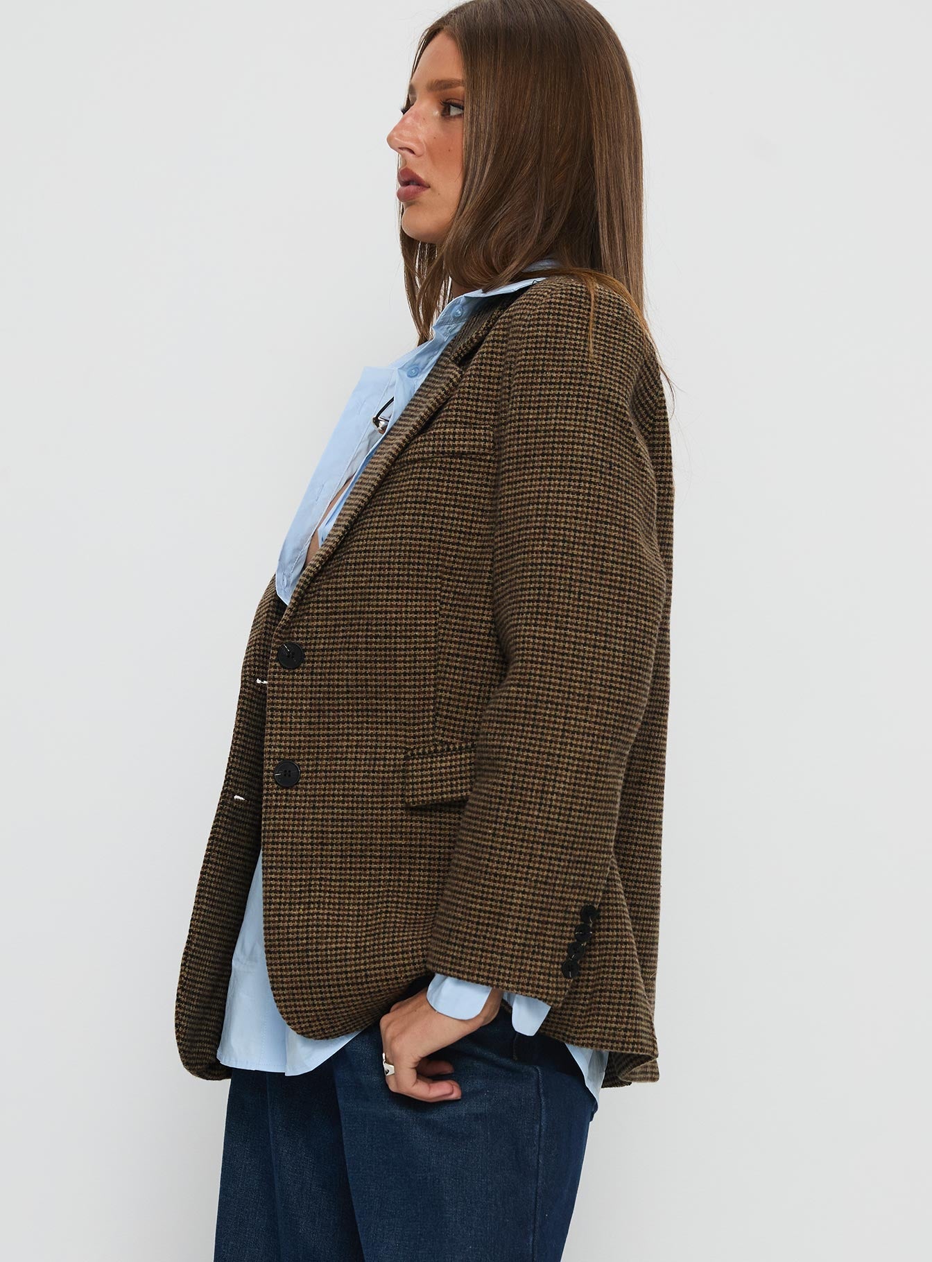 Leanah Blazer Brown Check