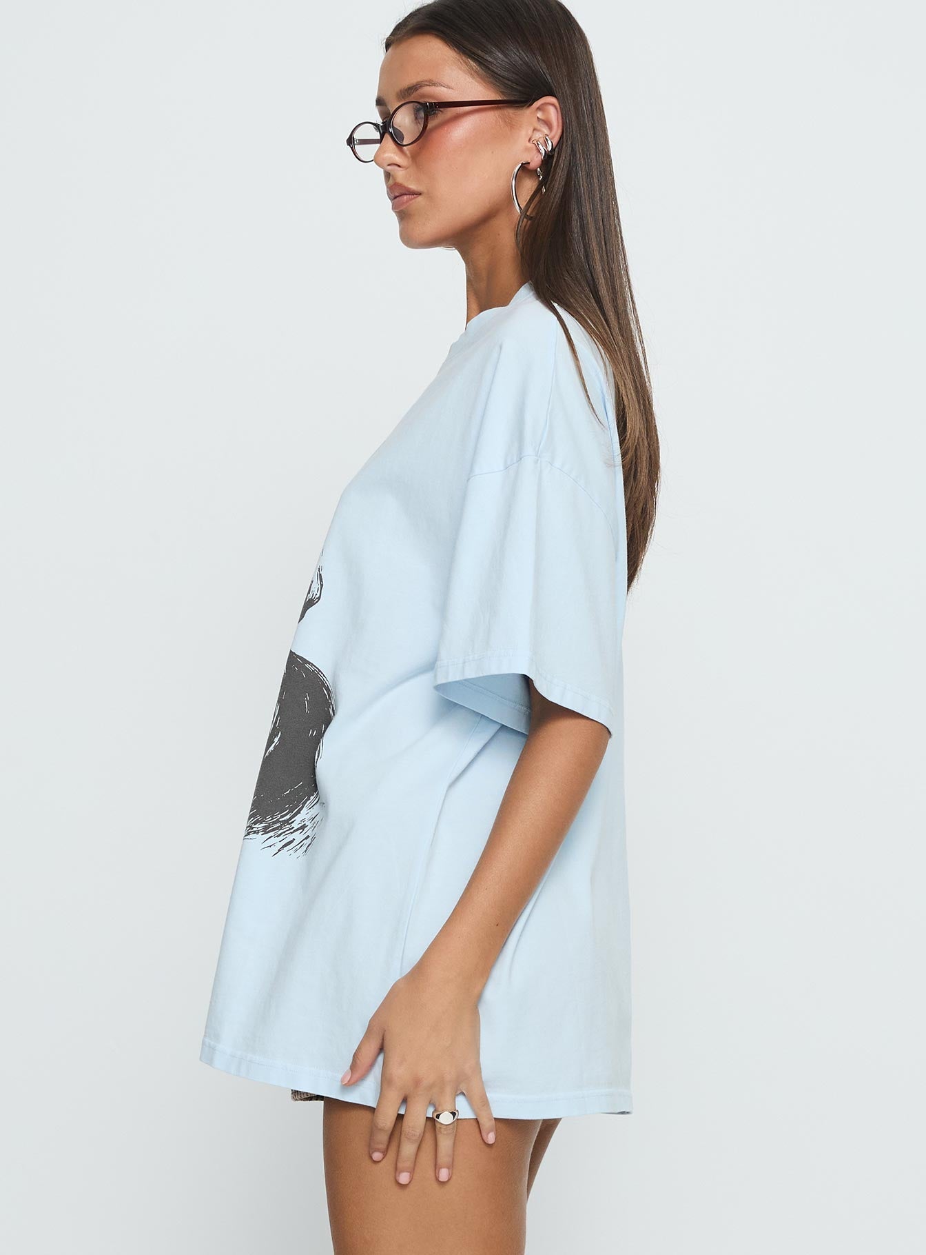 Ride Like The Wind Oversized Graphic Top Blue