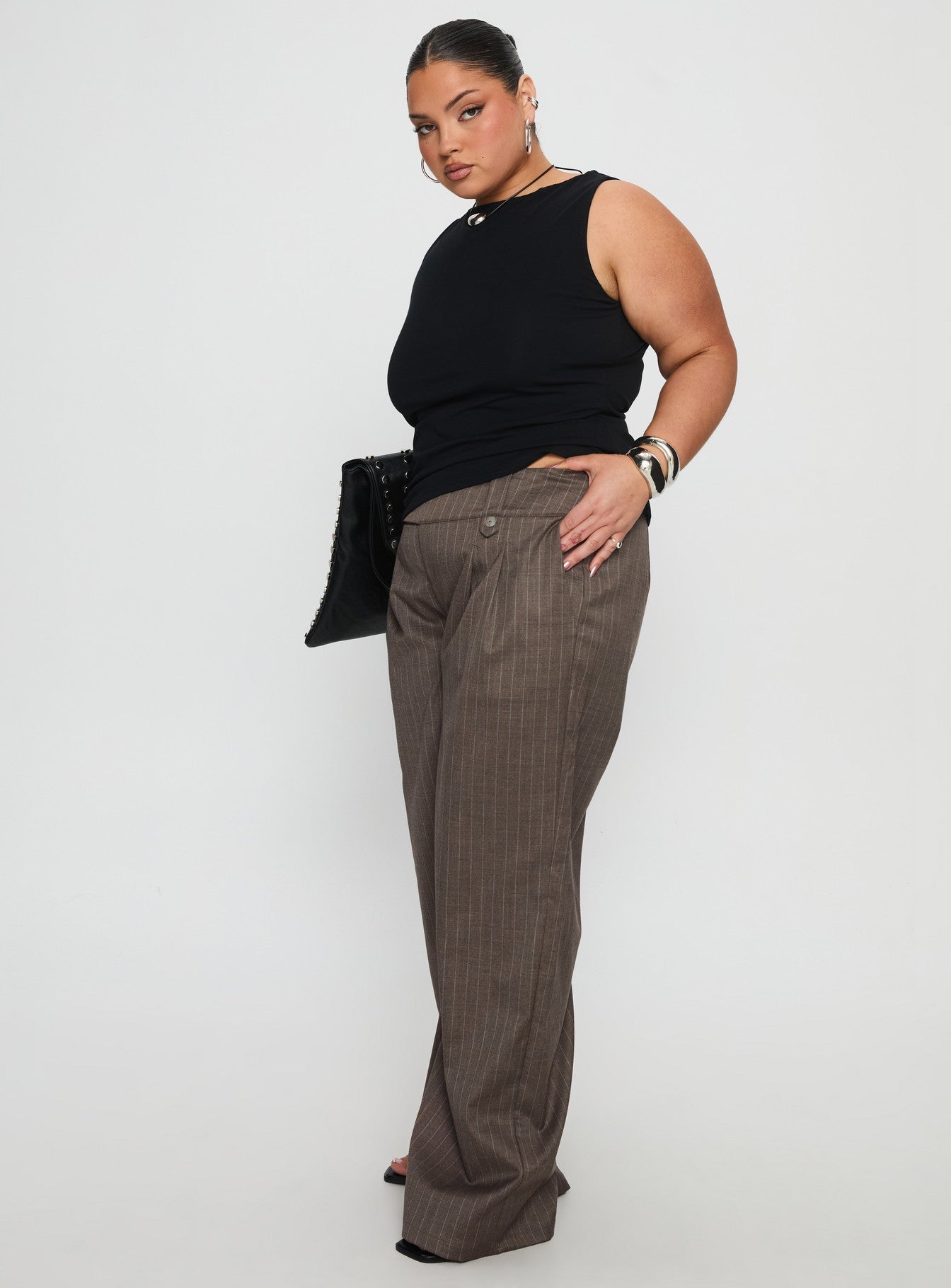 Briellea Thick Waistband Pant Pinstripe Curve