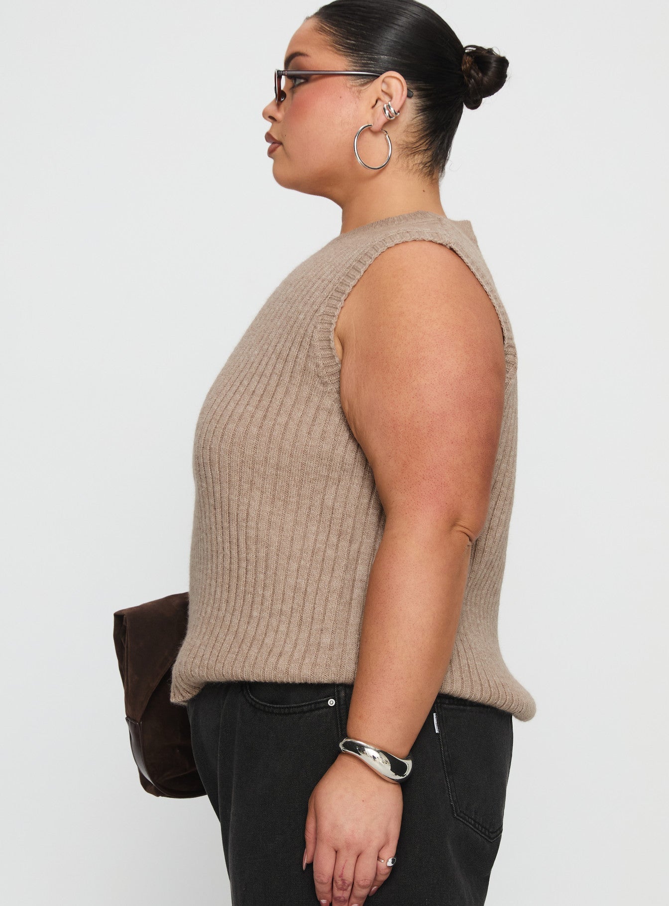 Jessabell Rib Sleeveless Top Mocha Curve
