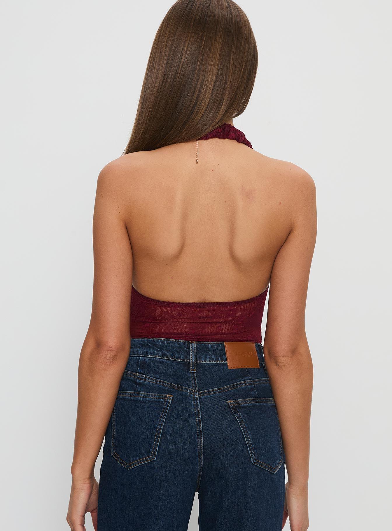 Kaitlen Sheer Bodysuit Maroon