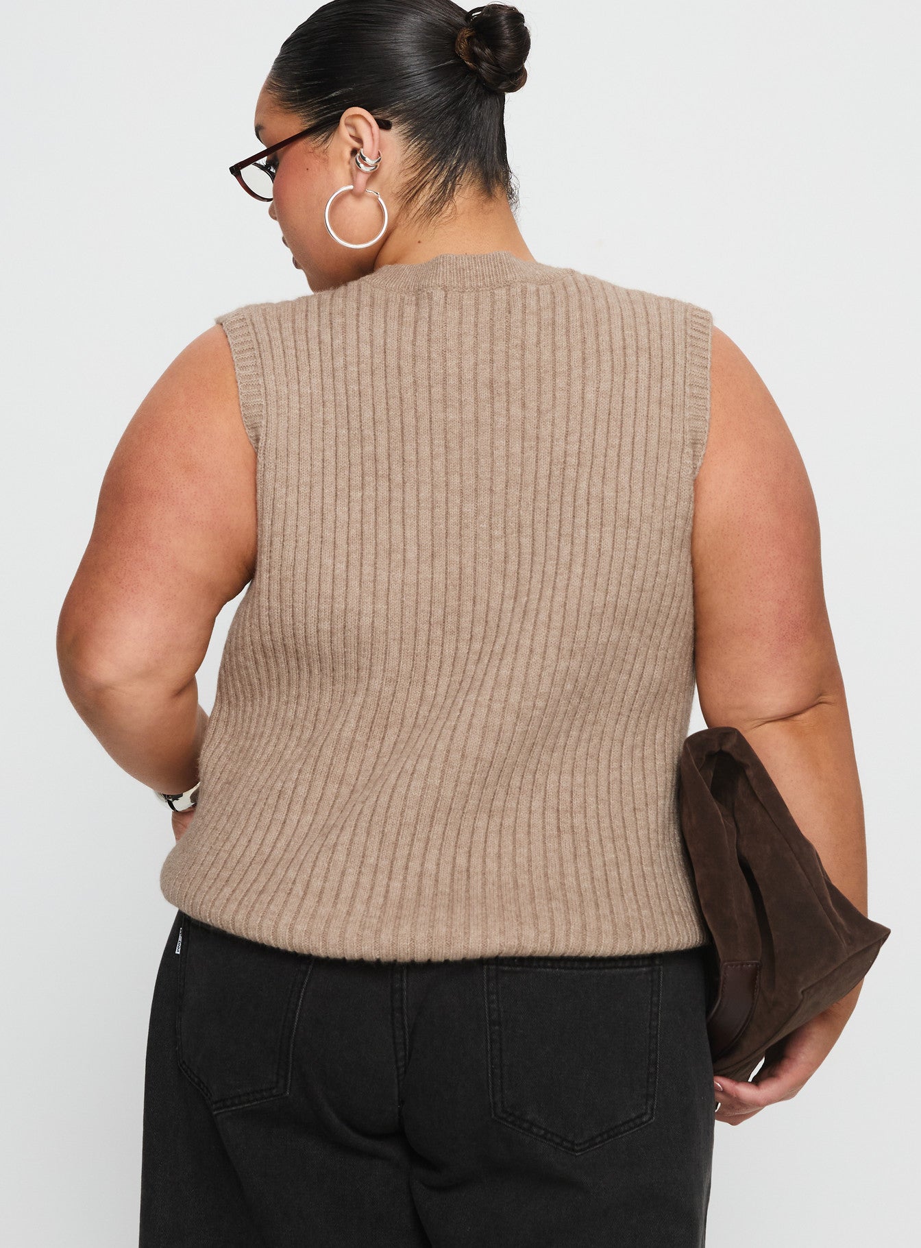 Jessabell Rib Sleeveless Top Mocha Curve