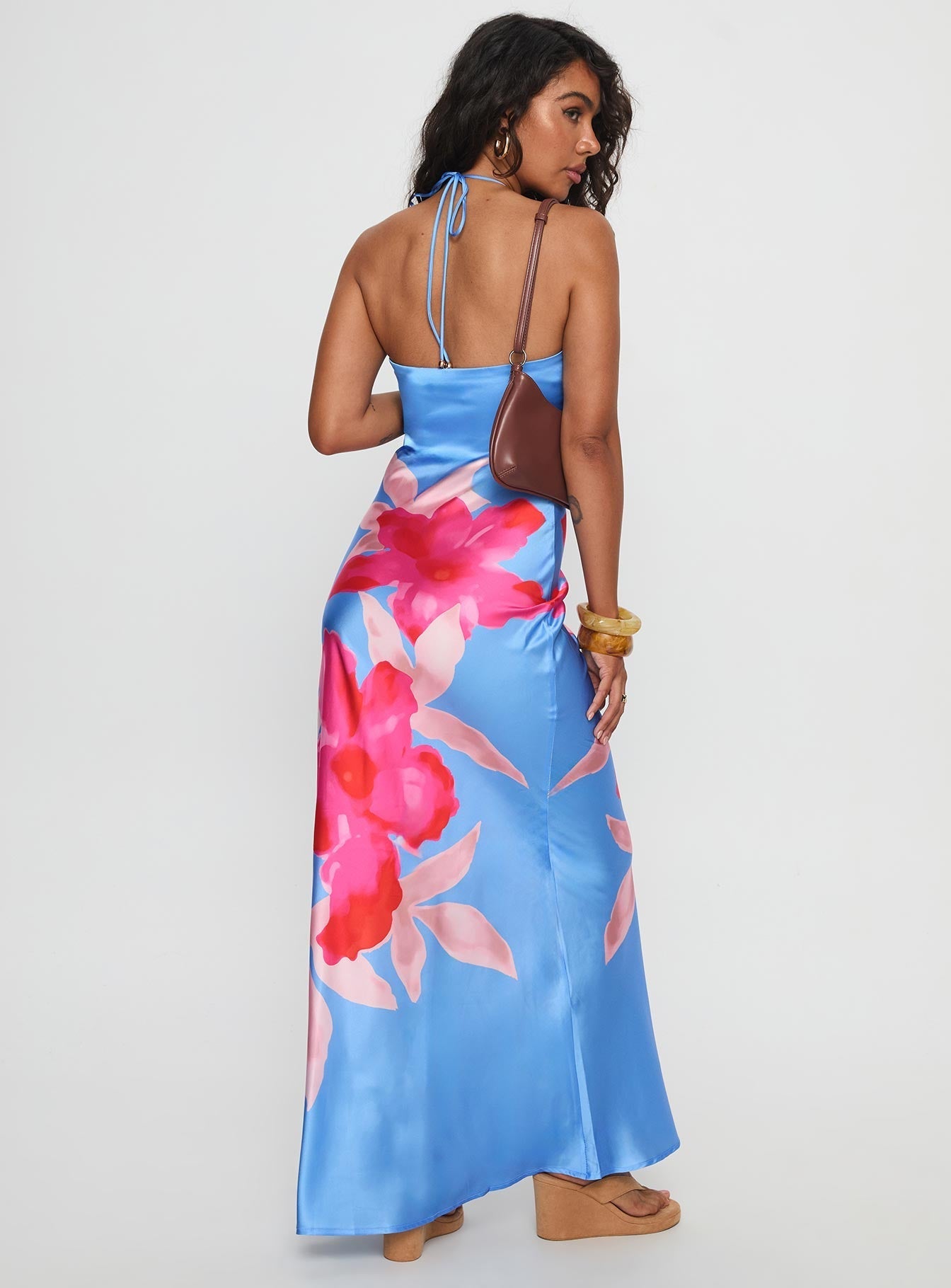 Caliyah Halter Maxi Dress Blue Floral