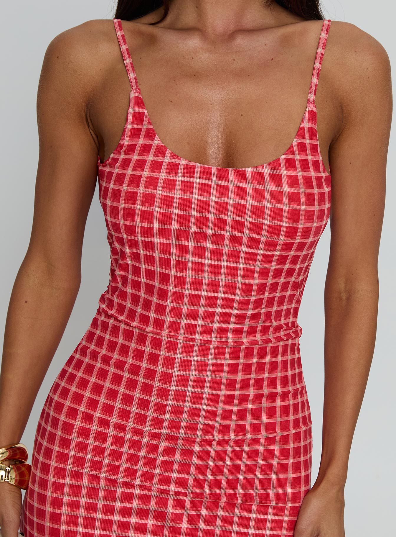 Izabella Maxi Dress Red Check