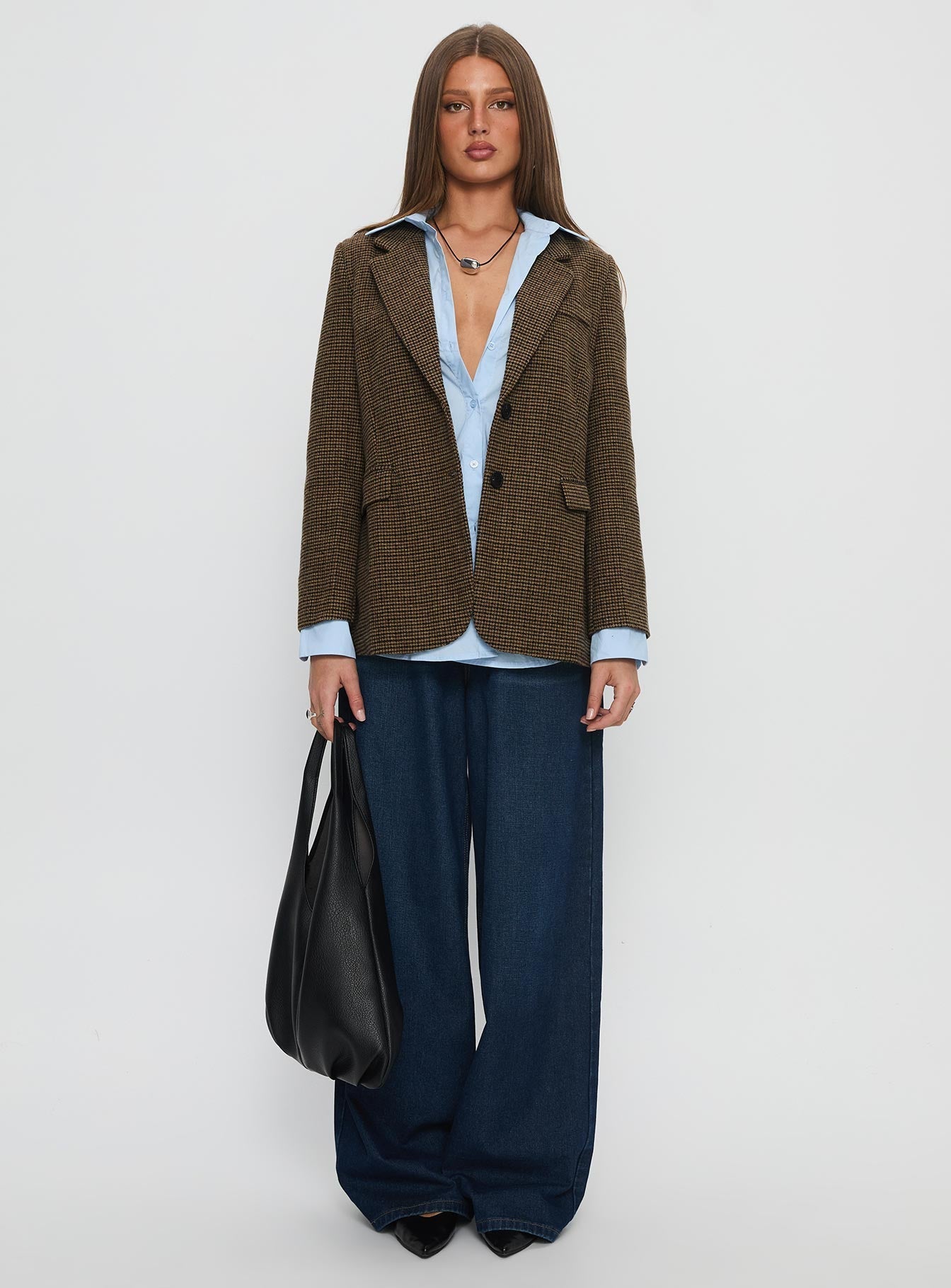 Leanah Blazer Brown Check