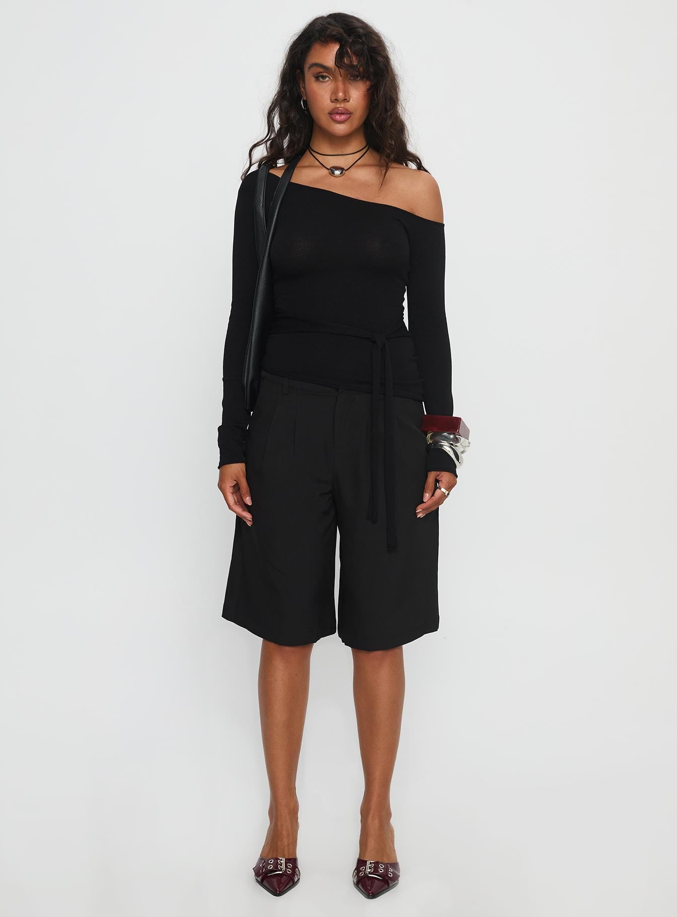 Brynah Pintuck Tailored Short Black