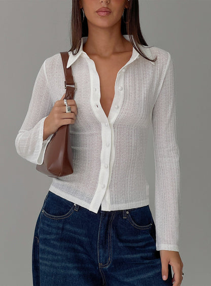 When You Sleep Long Sleeve Top White