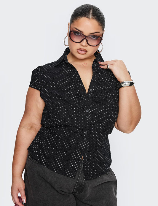 Arianwyn Short Sleeve Shirt Black Polka Curve