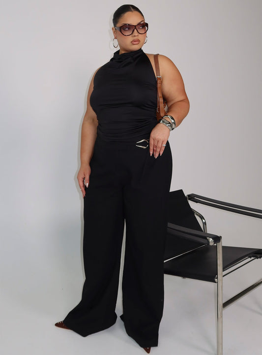 Lucetta Wide Leg Pant Black Curve