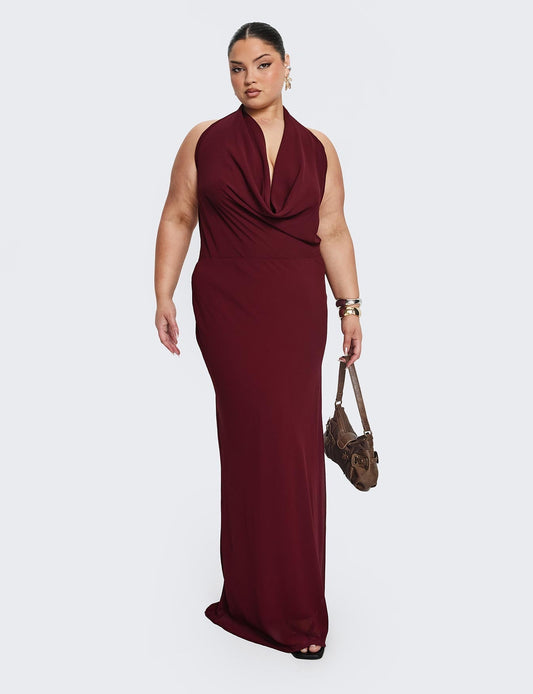 Vortexa Halter Maxi Dress Currant Curve