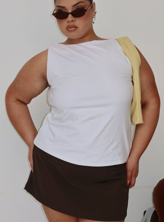 Lose Your Number High Neck Top White Curve