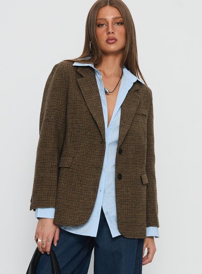 Leanah Blazer Brown Check
