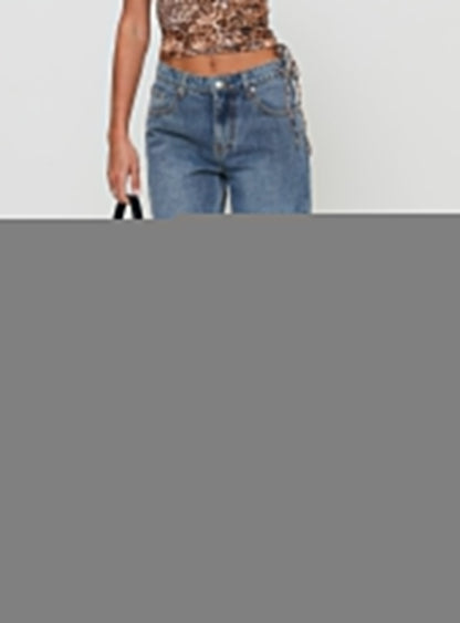 Everlong Mid Rise Straight Leg Jeans Mid Blue Wash