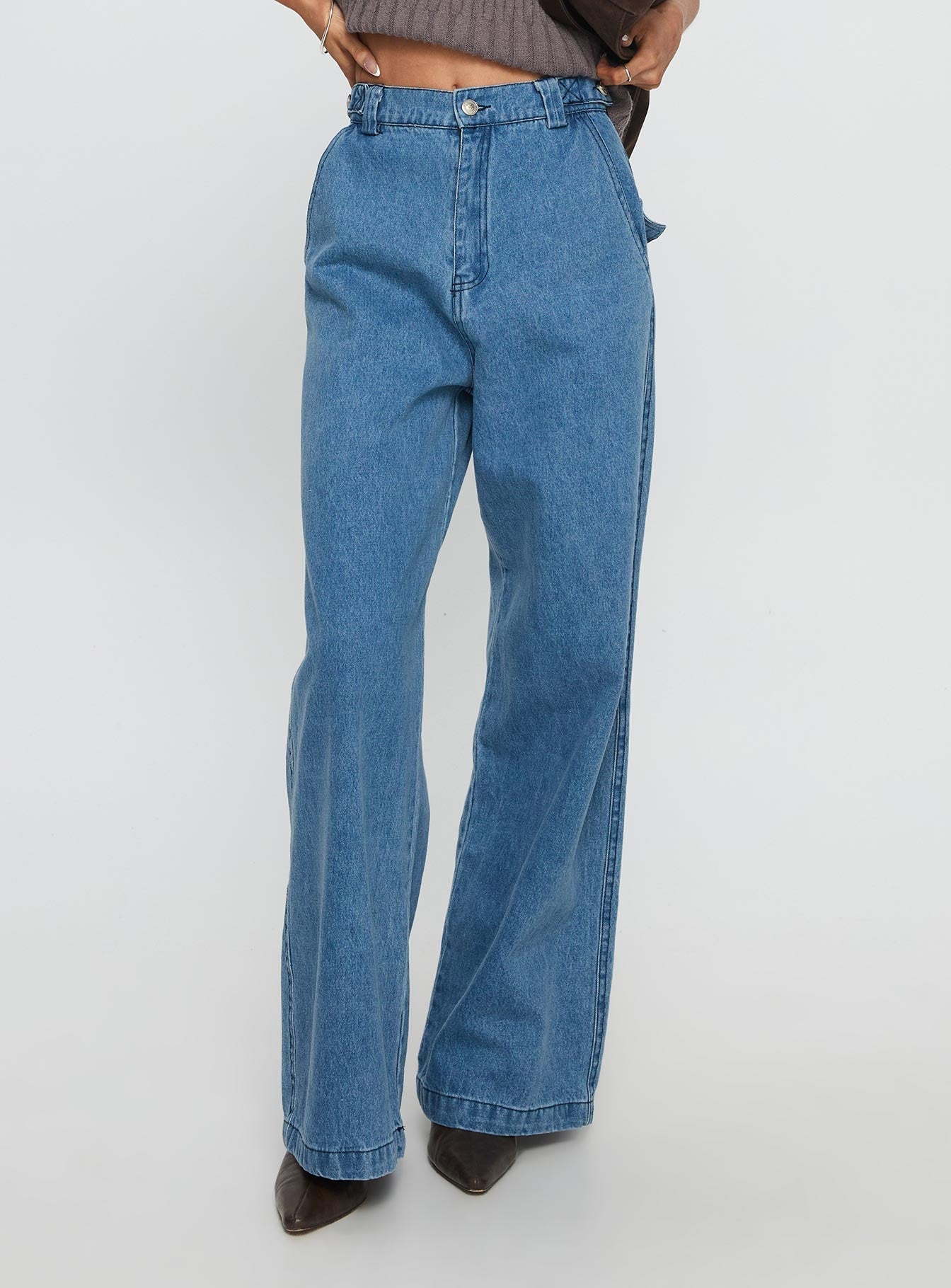 Seeker Mid Rise Wide Leg Jeans Denim