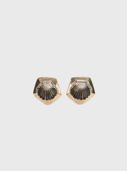 For The Thrill Shell Earrings Gold / Brown