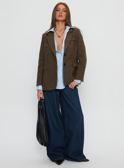 Leanah Blazer Brown Check