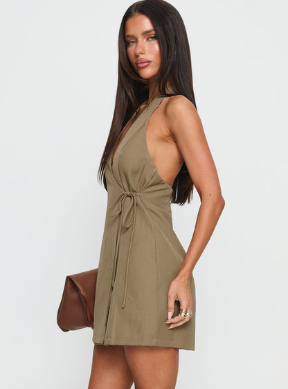Rebecka Halter Neck Playsuit Moss