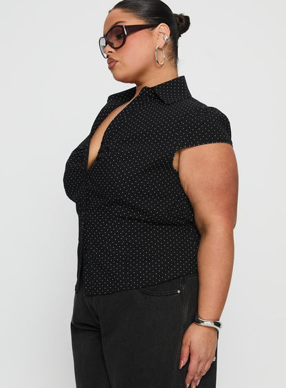 Arianwyn Short Sleeve Shirt Black Polka Curve