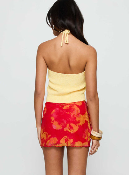 Liloha Frill Mesh Mini Skirt Orange Multi