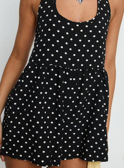 Averitt Halter Playsuit Black Polka