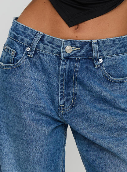 Serenitia Mid Rise Straight Leg Jeans Mid Blue Wash Tall