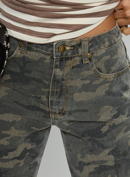 Tag Longline Denim Shorts Washed Camo