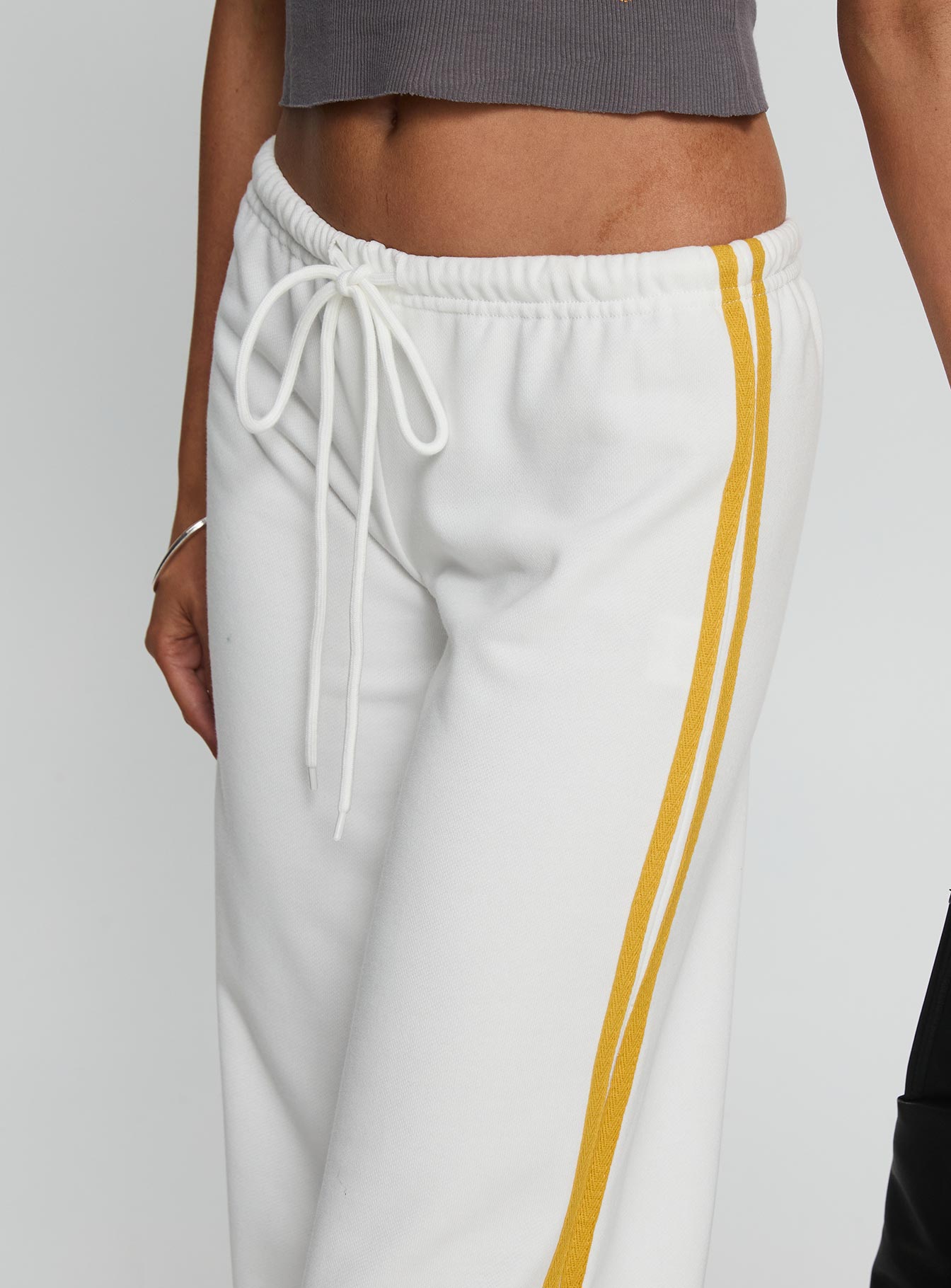 Elation Low Rise Straight Leg Track Pant White