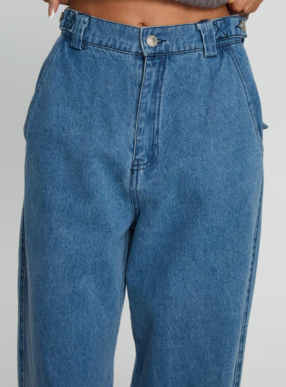 Seeker Mid Rise Wide Leg Jeans Denim