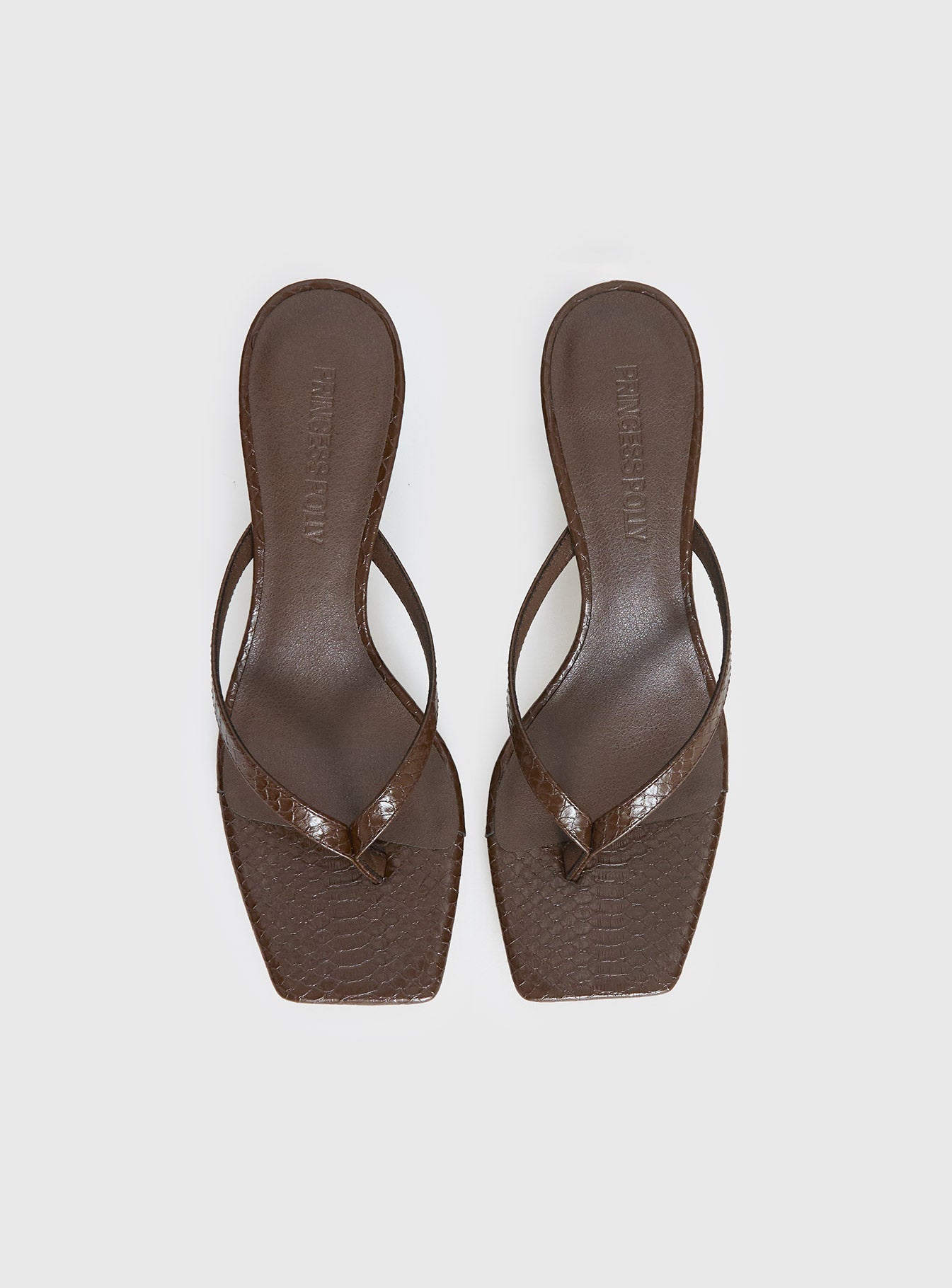 So Exclusive Snake Thong Heels Brown