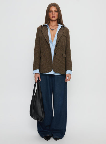 Leanah Blazer Brown Check