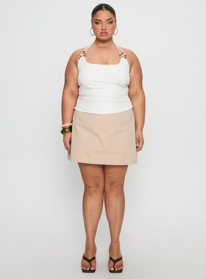 Roller Coaster Bead Detail Top White Curve