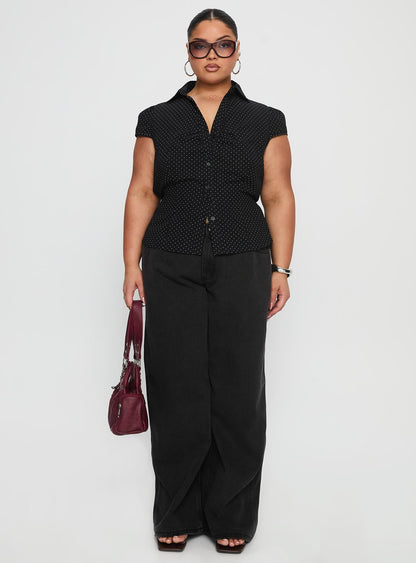 Arianwyn Short Sleeve Shirt Black Polka Curve