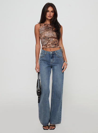Everlong Mid Rise Straight Leg Jeans Mid Blue Wash