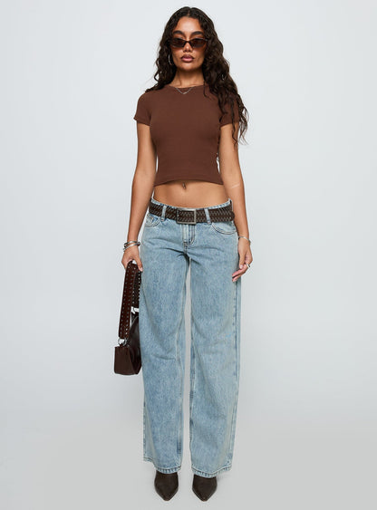 Ellanor Low Rise Slouch Denim Jean Light Blue