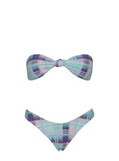Esplanade Twist Bandeau Bikini Top Blue Multi