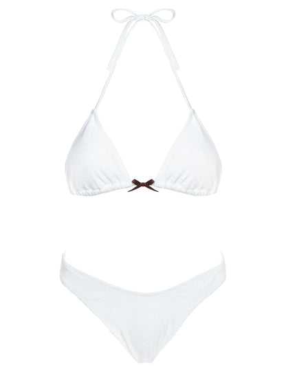 Lucky Bay Anglaise High Side Bikini Bottoms White